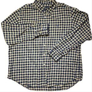 Polo Ralph Lauren Size 2X Flannel Navy Yellow Plaid Button Down Workwear Classic